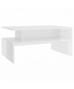 Tavolino da Caffè Bianco Lucido 90x60x42,5 cm in Truciolato