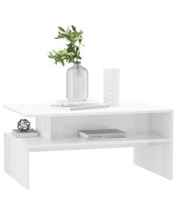 Tavolino da Caffè Bianco Lucido 90x60x42,5 cm in Truciolato