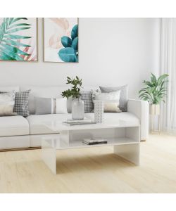 Tavolino da Caffè Bianco Lucido 90x60x42,5 cm in Truciolato