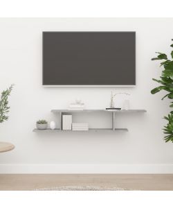 Mensola TV a Parete Grigia Cemento 125x18x23 cm in Truciolato