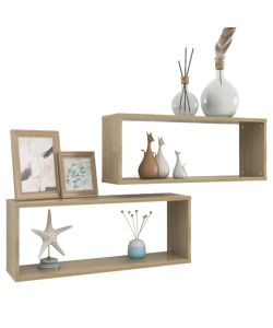 Mensole a Cubo 2 pz Rovere Sonoma 60x15x23 cm in Truciolato
