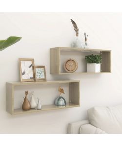 Mensole a Cubo 2 pz Rovere Sonoma 60x15x23 cm in Truciolato