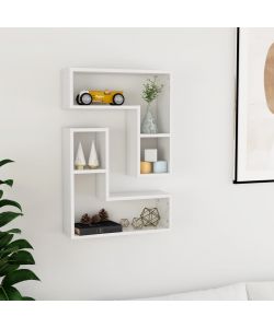 Mensole a Muro 2 pz Bianco Lucido 50x15x50 cm in Truciolato