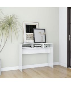 Tavolo Consolle Bianco Lucido 105x30x80 cm in Truciolato