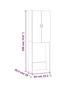 vidaXL Mobile per Lavatrice Bianco 64x25,5x190 cm - Armadio Bagno - Spazio Aggiuntivo - Design Elegante