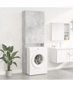 vidaXL Mobile per Lavatrice Grigio Cemento 64x25,5x190 cm - Spazio Aggiuntivo per Bagno - 2 Ante e 3 Scomparti