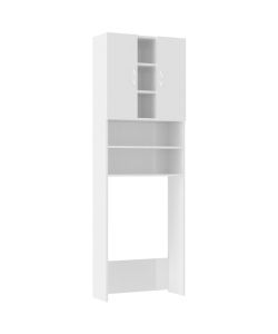 vidaXL Mobile per Lavatrice Bianco Lucido 64x25,5x190 cm - Spazio Aggiuntivo Bagno