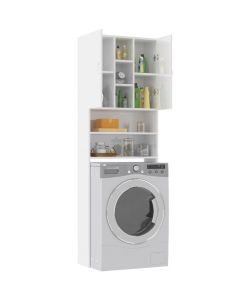 vidaXL Mobile per Lavatrice Bianco Lucido 64x25,5x190 cm - Spazio Aggiuntivo Bagno