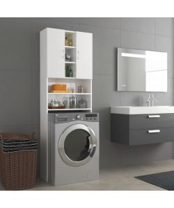 vidaXL Mobile per Lavatrice Bianco Lucido 64x25,5x190 cm - Spazio Aggiuntivo Bagno