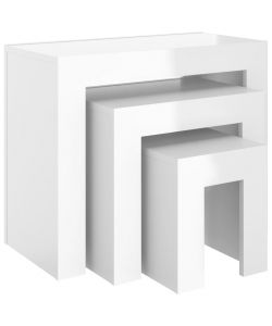 Tavolini da Salotto Impilabili 3 pz Bianco Lucido in Truciolato