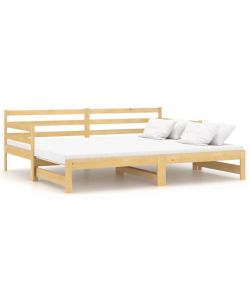 vidaXL Dormeuse Estraibile in Legno Massello di Pino 90x200 cm - Marrone - Multifunzionale Divano e Letto per Ospiti
