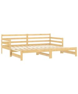 vidaXL Dormeuse Estraibile in Legno Massello di Pino 90x200 cm - Marrone - Multifunzionale Divano e Letto per Ospiti