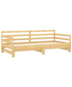 vidaXL Dormeuse Estraibile in Legno Massello di Pino 90x200 cm - Marrone - Multifunzionale Divano e Letto per Ospiti