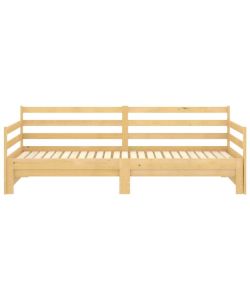 vidaXL Dormeuse Estraibile in Legno Massello di Pino 90x200 cm - Marrone - Multifunzionale Divano e Letto per Ospiti