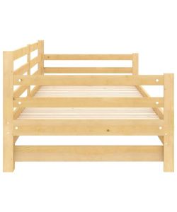 vidaXL Dormeuse Estraibile in Legno Massello di Pino 90x200 cm - Marrone - Multifunzionale Divano e Letto per Ospiti