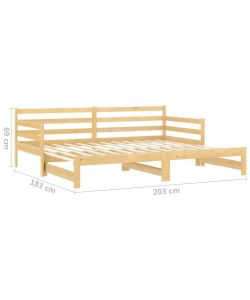 vidaXL Dormeuse Estraibile in Legno Massello di Pino 90x200 cm - Marrone - Multifunzionale Divano e Letto per Ospiti
