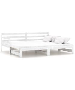 vidaXL Dormeuse Estraibile Bianca in Legno Massello di Pino 90x200 cm - Letto e Divano Multifunzionale - Soluzione Comoda per Ospiti