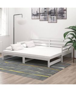 vidaXL Dormeuse Estraibile Bianca in Legno Massello di Pino 90x200 cm - Letto e Divano Multifunzionale - Soluzione Comoda per Ospiti
