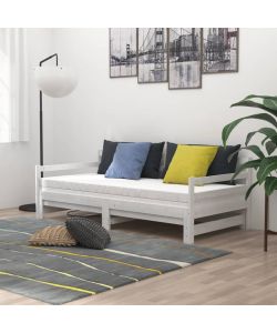 vidaXL Dormeuse Estraibile Bianca in Legno Massello di Pino 90x200 cm - Letto e Divano Multifunzionale - Soluzione Comoda per Ospiti
