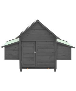 Pollaio Grigio e Bianco 152x96x110cm in Legno Massello di Abete