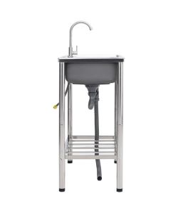 Lavello da Campeggio Vasca Doppia con Rubinetto in Acciaio Inox
