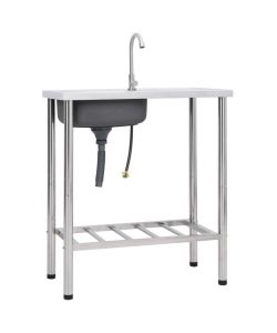 Lavello da Campeggio Vasca Singola con Rubinetto Acciaio Inox
