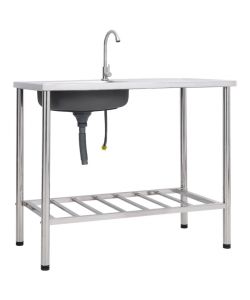 Lavello da Campeggio Vasca Singola con Rubinetto Acciaio Inox