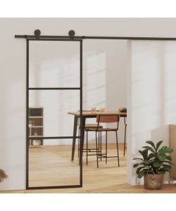 Porta Scorrevole con Kit Montaggio Vetro ESG Alluminio 76x205cm 3081938