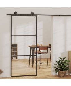 Porta Scorrevole con Kit Montaggio Vetro ESG Alluminio 90x205cm 3081940
