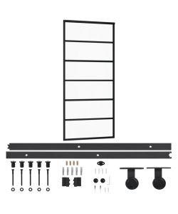 Porta Scorrevole con Kit Montaggio Vetro ESG Alluminio 90x205cm