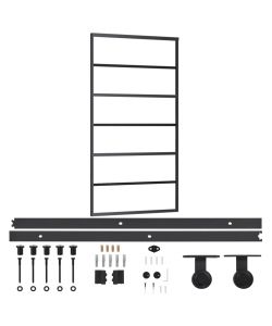 Porta Scorrevole e Kit Montaggio Vetro ESG Alluminio 102x205cm