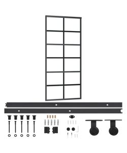 Porta Scorrevole con Kit Montaggio Vetro ESG Alluminio 90x205cm
