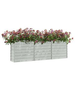 Letto Rialzato Giardino 240x40x77 cm in Acciaio Zincato Argento