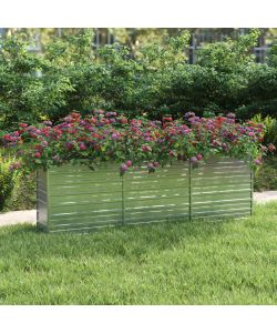 Letto Rialzato Giardino 240x40x77 cm in Acciaio Zincato Argento