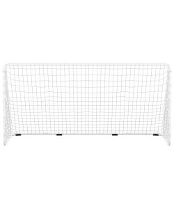 Porta da Calcio con Rete Bianca 366x122x182 cm in Acciaio