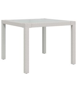 Tavolo Giardino 90x90x75 cm Vetro Temperato e Polyrattan Bianco