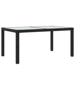 Tavolo Giardino 150x90x75 cm Vetro Temperato e Polyrattan Nero