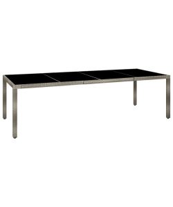 Tavolo Giardino Grigio 250x100x75cm Vetro Temperato Polyrattan