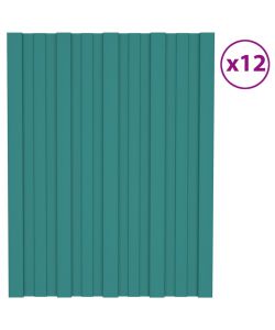 Pannelli da Tetto 12 pz in Acciaio Zincato Verde 60x45 cm