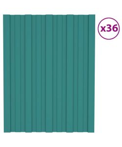 Pannelli da Tetto 36 pz in Acciaio Zincato Verde 60x45 cm