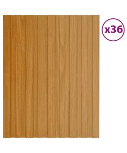 Pannelli da Tetto 36 pz Acciaio Zincato Legno Chiaro 60x45 cm