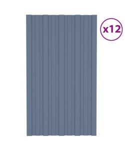 Pannelli da Tetto 12 pz in Acciaio Zincato Grigio 80x45 cm