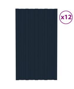Pannelli da Tetto 12 pz in Acciaio Zincato Antracite 80x45 cm