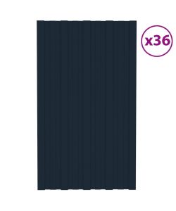 Pannelli da Tetto 36 pz in Acciaio Zincato Antracite 80x45 cm
