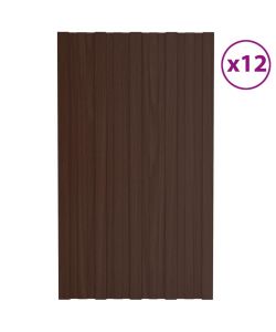 Pannelli da Tetto 12 pz in Acciaio Zincato Marrone 80x45 cm