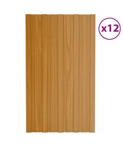 Pannelli da Tetto 12 pz Acciaio Zincato Legno Chiaro 80x45 cm