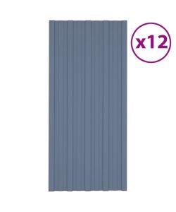 Pannelli da Tetto 12 pz in Acciaio Zincato Grigio 100x45 cm