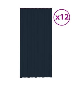 Pannelli da Tetto 12 pz in Acciaio Zincato Antracite 100x45 cm