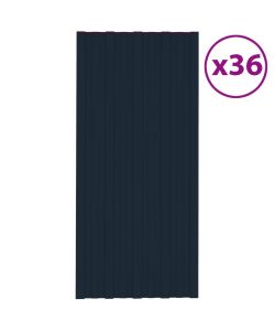 Pannelli da Tetto 36 pz in Acciaio Zincato Antracite 100x45 cm