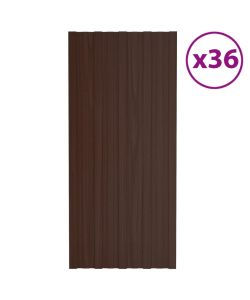 Pannelli da Tetto 36 pz in Acciaio Zincato Marrone 100x45 cm